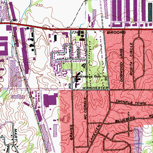 Topographic Map of Graves Elementary School, TN