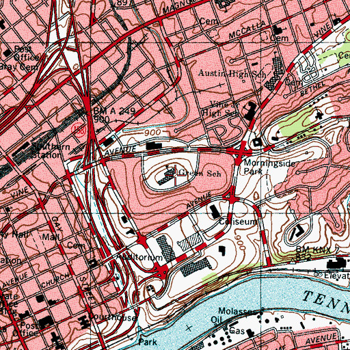 Topographic Map of Green Elementary School, TN