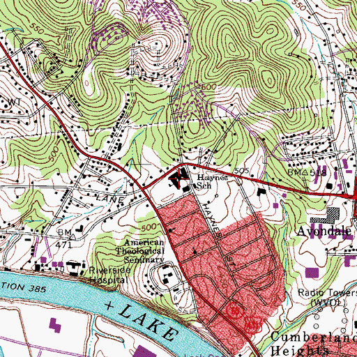 Topographic Map of Haynes Middle School, TN