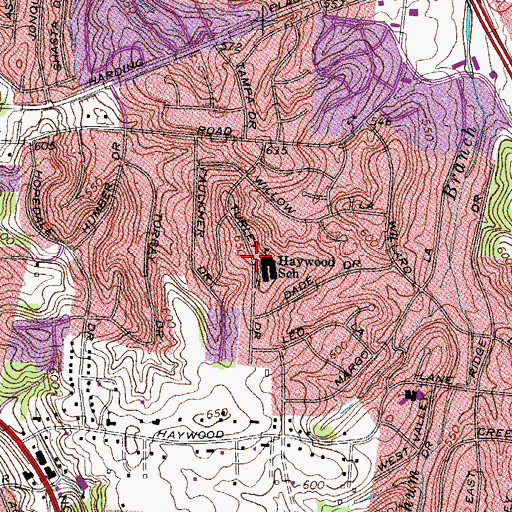 Topographic Map of Haywood Elementary School, TN