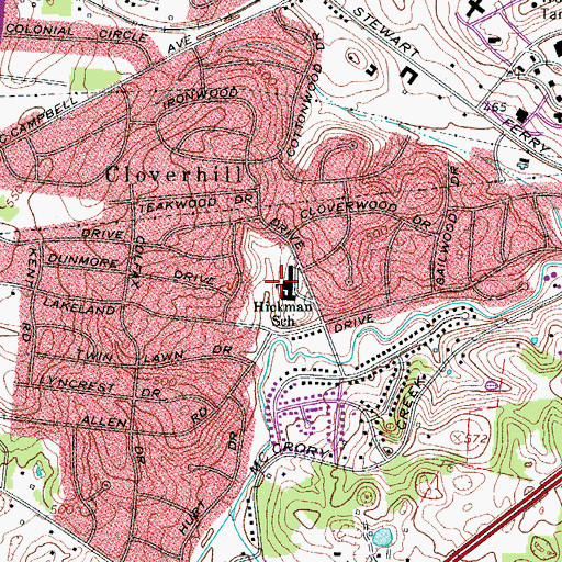 Topographic Map of Hickman Elementary School, TN