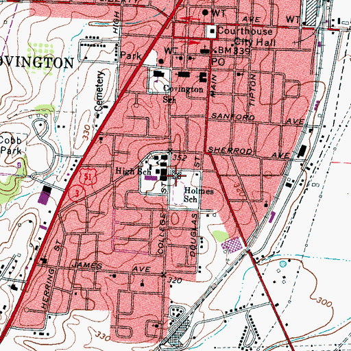 Topographic Map of Holmes Elementary School, TN