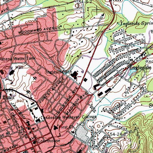 Topographic Map of Ingleside Elementary School, TN