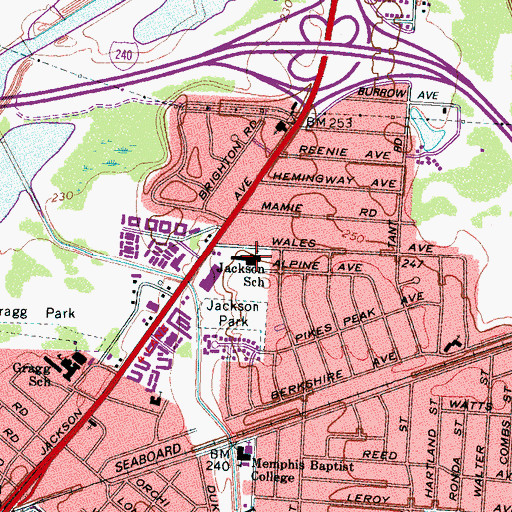 Topographic Map of Jackson Elementary School, TN