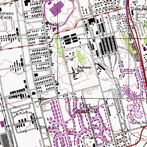Topographic Map of Jackson Elementary School, TN