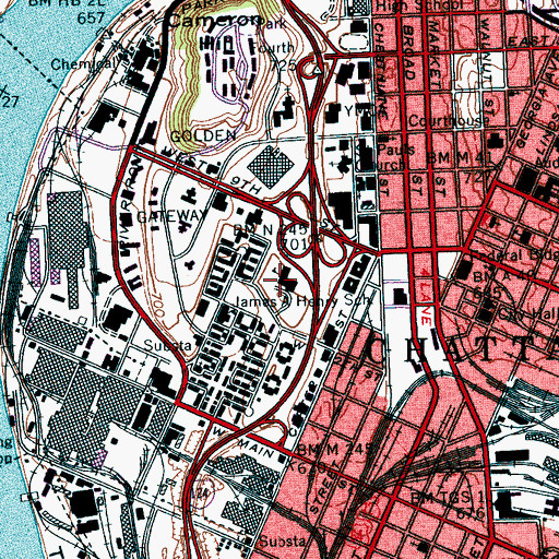 Topographic Map of James A Henry Elementary School, TN