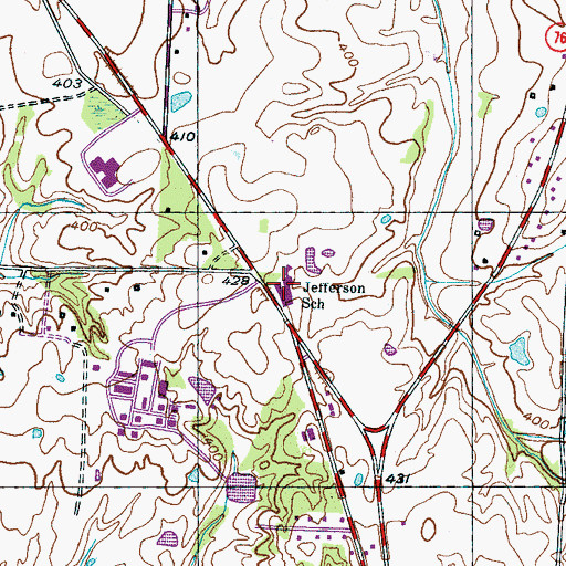 Topographic Map of Jefferson Elementary School, TN