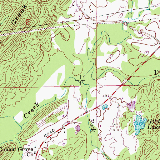 Topographic Map of Rock Branch, AL