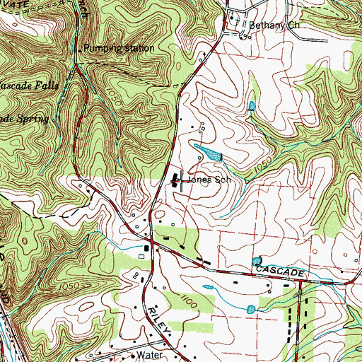 Topographic Map of Jones Elementary School, TN