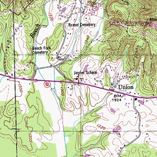 Topographic Map of Petros Joyner Elementary School, TN