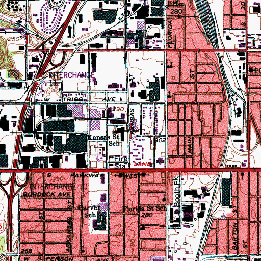 Topographic Map of Kansas Street Elementary School, TN