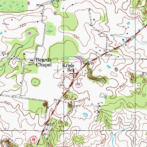 Topographic Map of Krisle Elementary School, TN