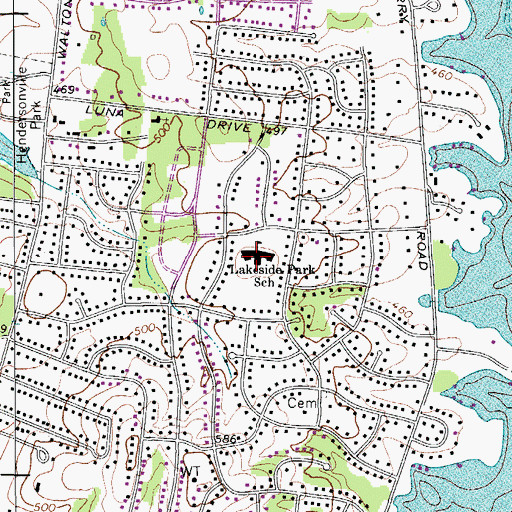 Topographic Map of Lakeside Park Elementary School, TN