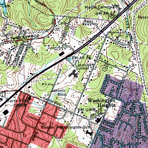 Topographic Map of Lakeside Elementary School, TN