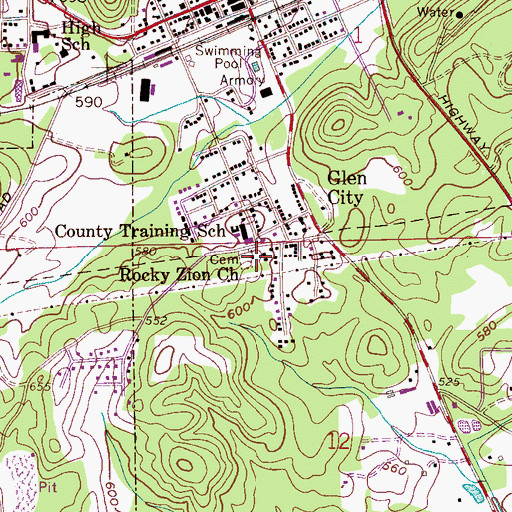 Topographic Map of Rocky Zion Missionary Baptist Church, AL