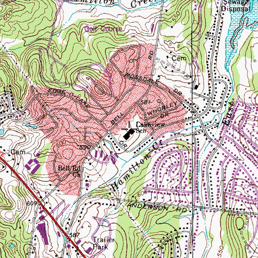Topographic Map of Lakeview Elementary School, TN