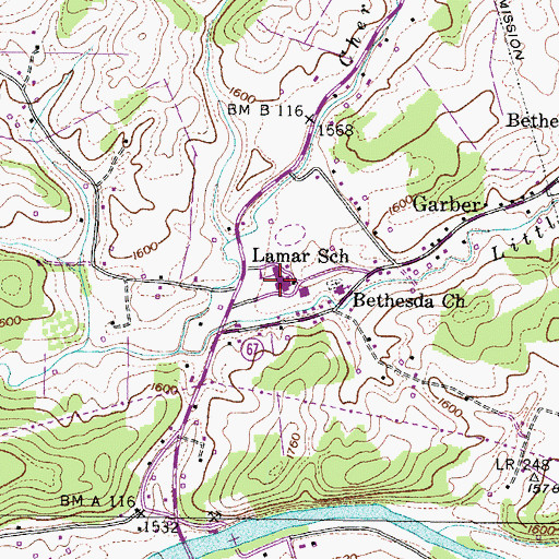 Topographic Map of Lamar Elementary School, TN