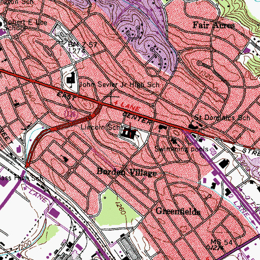 Topographic Map of Abraham Lincoln Elementary School, TN