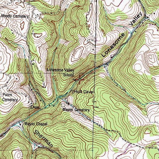 Topographic Map of Lonesome Valley Elementary School, TN