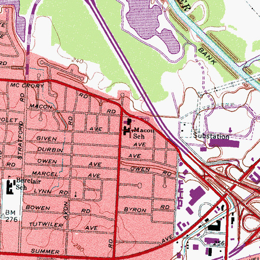 Topographic Map of Macon Elementary School, TN