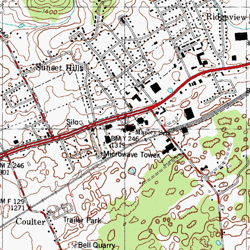 Topographic Map of Manley Elementary School, TN