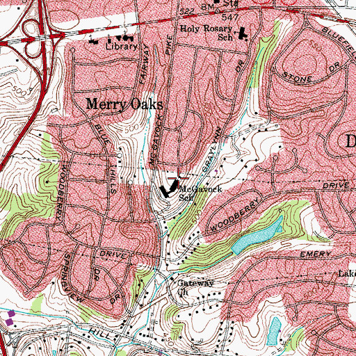 Topographic Map of McGavock Elementary School, TN