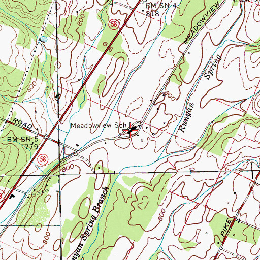 Topographic Map of Meadowview Elementary School, TN