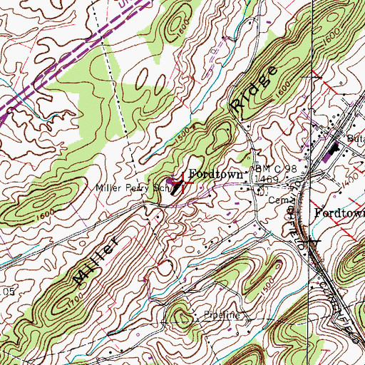 Topographic Map of Miller Perry Elementary School, TN