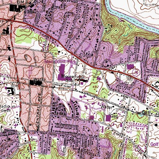 Topographic Map of Moore Elementary School, TN