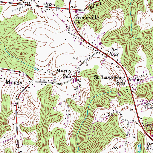 Topographic Map of Morny Elementary School, TN