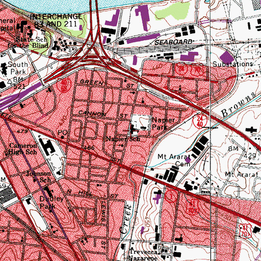 Topographic Map of Napier Elementary School, TN