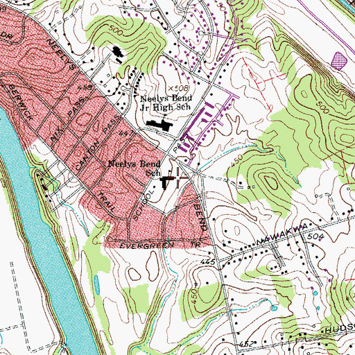 Topographic Map of Neelys Bend Elementary School, TN