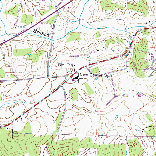 Topographic Map of New Center Elementary School, TN