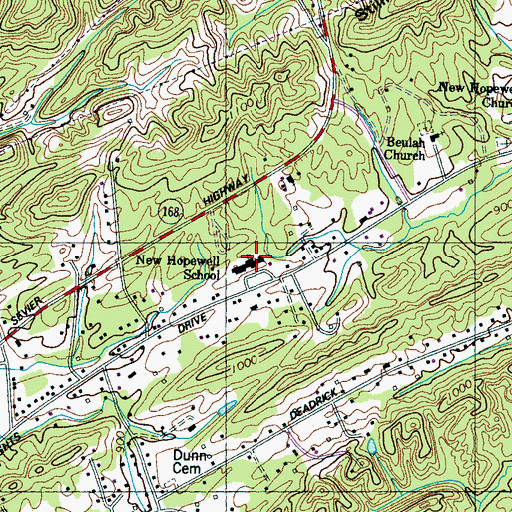 Topographic Map of New Hopewell Elementary School, TN