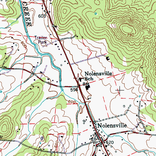Topographic Map of Nolensville Elementary School, TN
