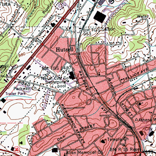 Topographic Map of North City Elementary School, TN
