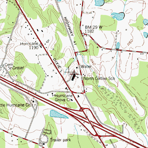 Topographic Map of North Coffee Elementary School, TN