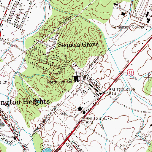 Topographic Map of North Lee Elementary School, TN