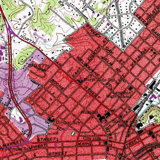 Topographic Map of North Side Elementary School, TN