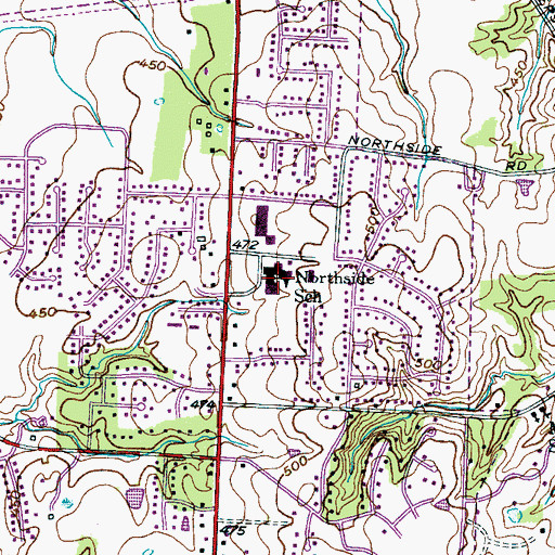 Topographic Map of North Side Junior High School, TN