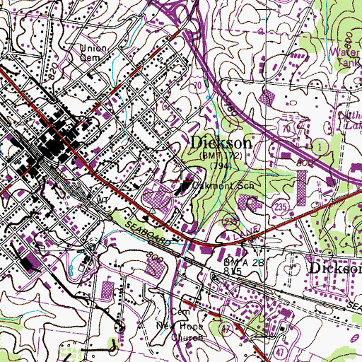 Topographic Map of Oakmont Elementary School, TN