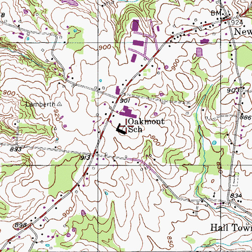 Topographic Map of Oakmont Elementary School, TN