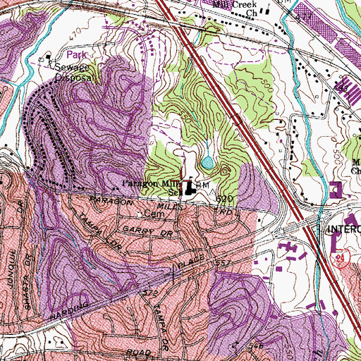 Topographic Map of Paragon Mills Elementary School, TN