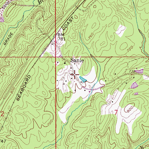 Topographic Map of Sanie, AL