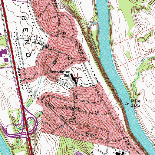 Topographic Map of Pennington Elementary School, TN