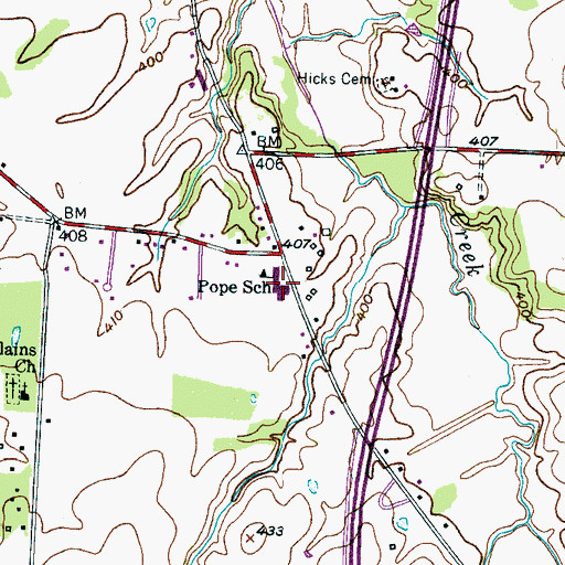 Topographic Map of Pope Elementary School, TN