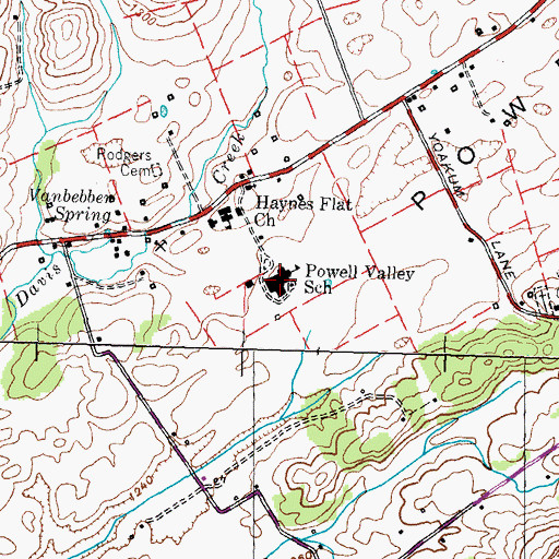 Topographic Map of Powell Valley High School, TN