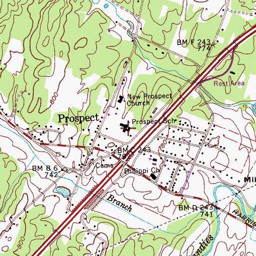 Topographic Map of Prospect Elementary School, TN