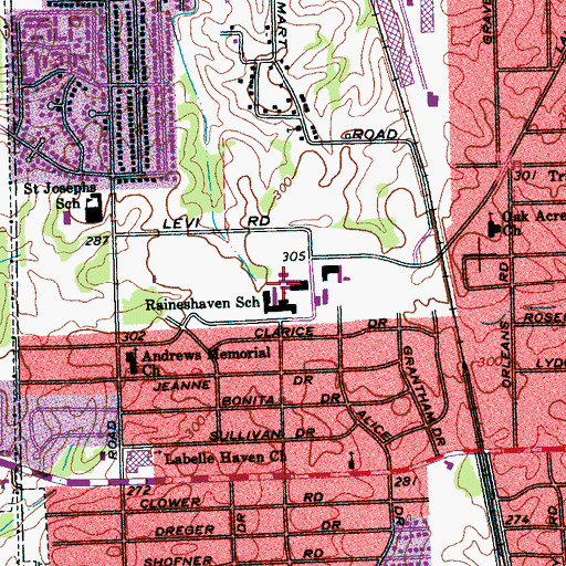 Topographic Map of Raineshaven Elementary School, TN