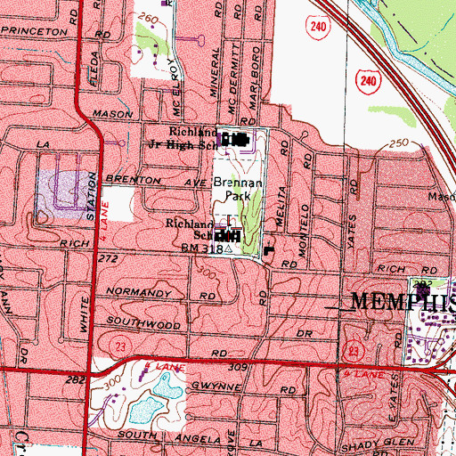 Topographic Map of Richland Elementary School, TN